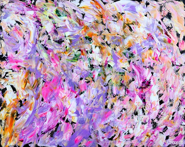 Floral Pearl on Black - Abstract Expressionism by Estelle Asmodelle 3