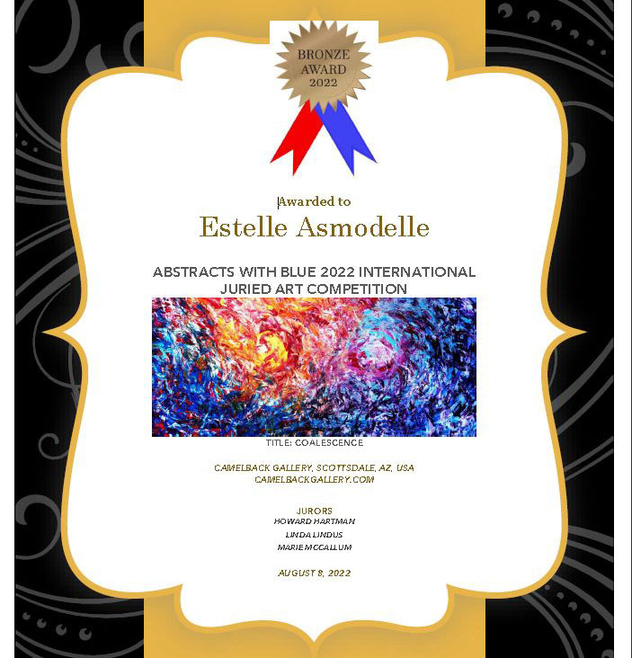 Estelle Asmodelle Winner Camel Back Gallery in their Blue Abstract in 2022